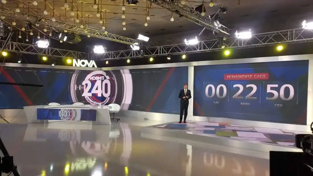 LED екрани в телевизионно студио за изборно излъчване на живо