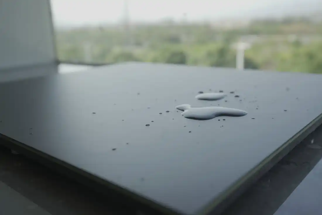 Water droplets on a GOB-protected LED panel