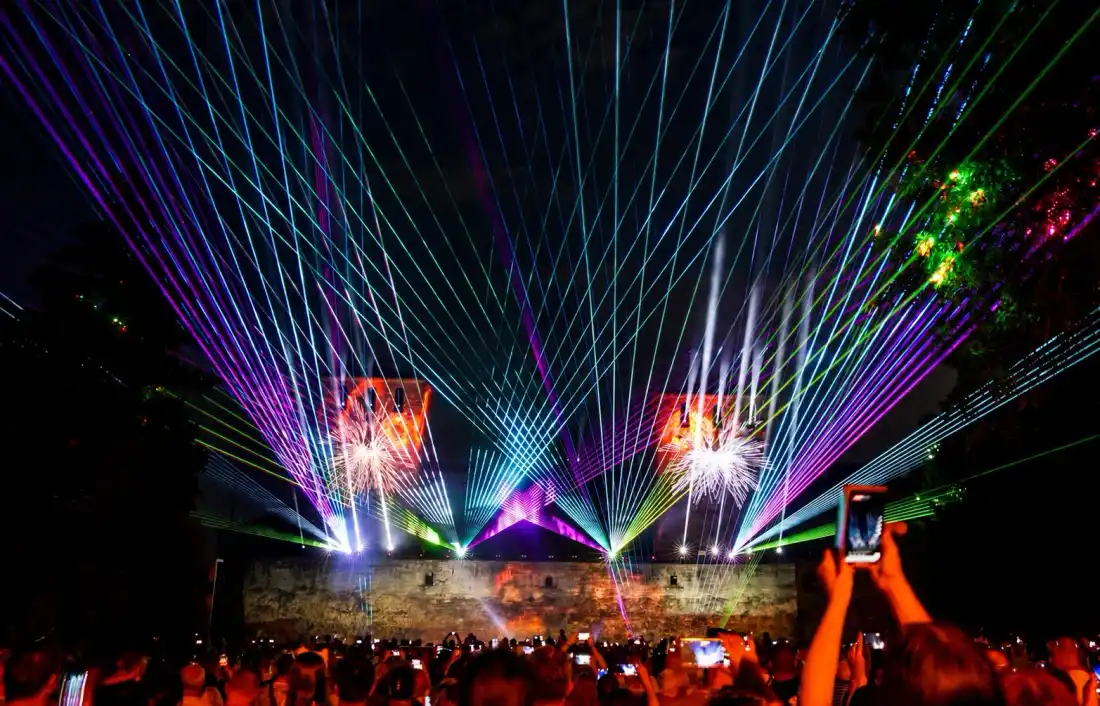Laser show and fireworks together over Vidin Art Fest